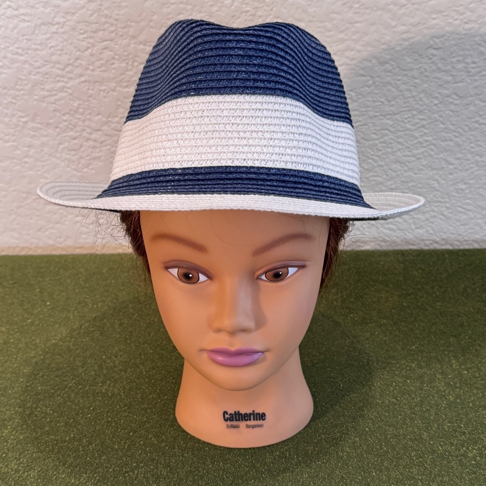 *NEW* AMIANI SUMMER FEDORA NAVY/WHITE